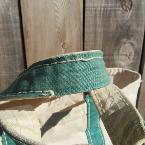 Vintage L.L. Bean Green Boat And Tote Canvas Bag LL Bean Freeport Maine Open Top - Picture 6 of 10